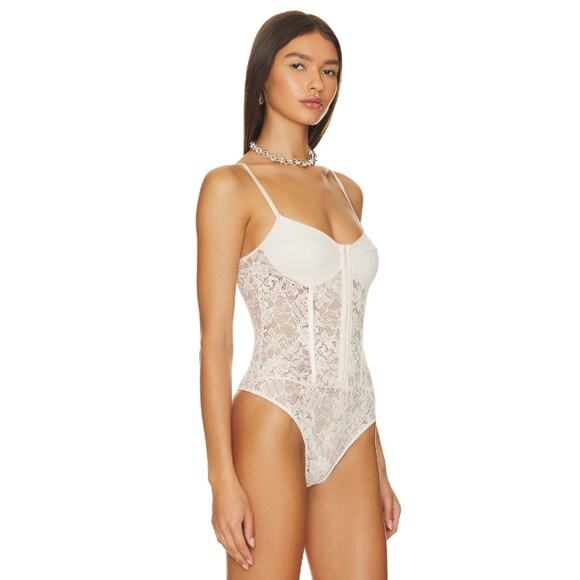 NWT Free People X Intimately FP Lace Night Rhythm Corset Bodysuit Ecru Small - Picture 3 of 11